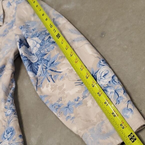 1X COLDWATER CREEK TAN BLUE FLORAL BUTTON FRONT LIGHTWEIGHT BLAZER JACKET 1 X - Picture 5 of 14